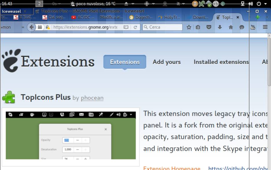 TopIcons Plus – GNOME Shell Extensions – Paolo Redaelli personal blog